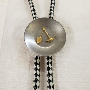 western Vintage Gold Miners Bolo Tie pick axe pan